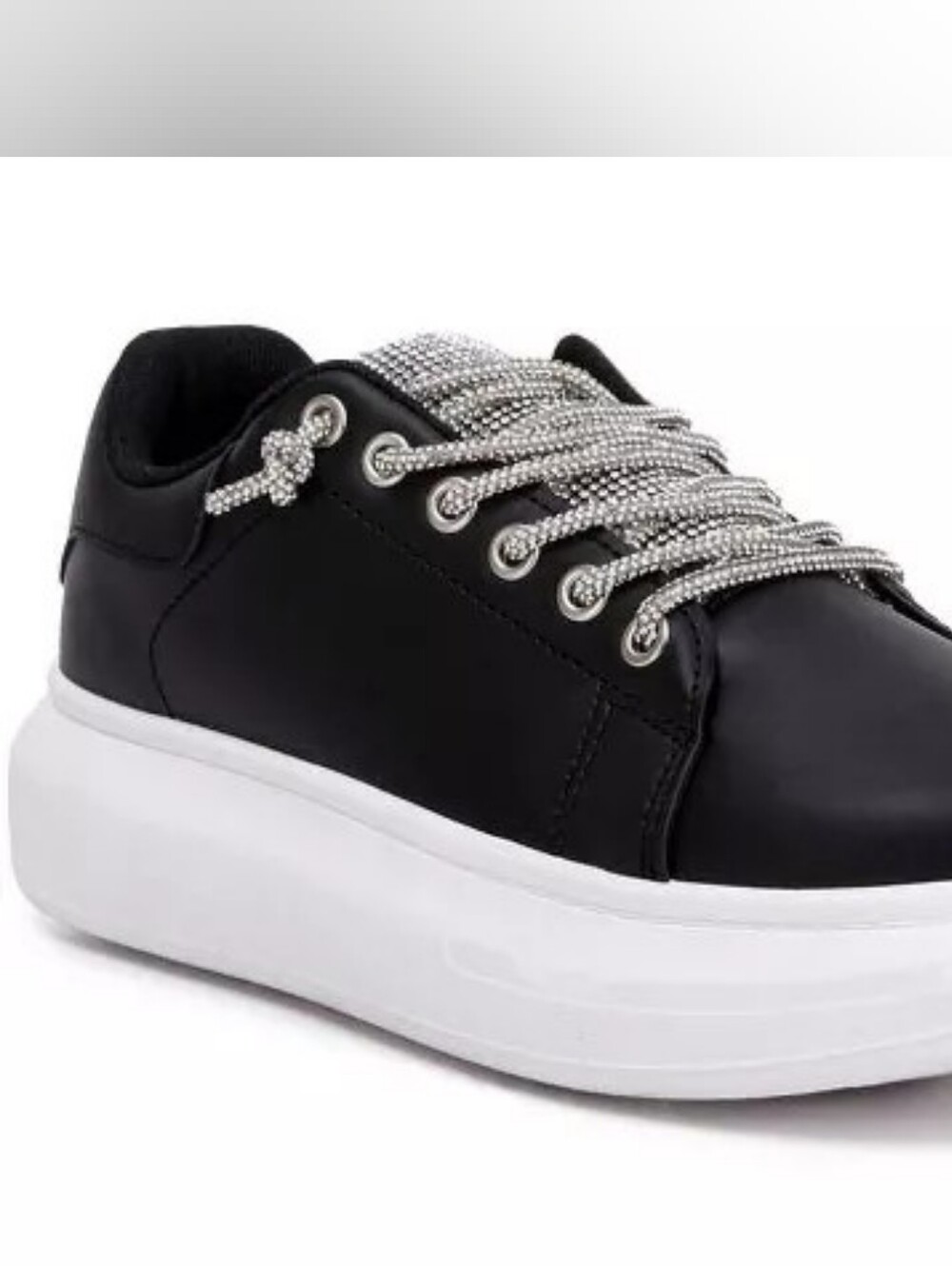 London Rag Womens Jaxen Rhinestones Lace Up Sneakers 8